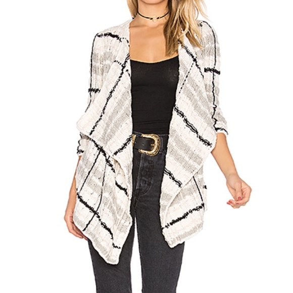 Chaser Sweaters - Chaser Chunky Knit Drape Front Cardigan w pockets